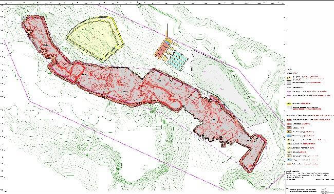 Ölsandlagerstätte in der Region Mangistau, Kasachstan – Detailaufnahme der geologischen Struktur.