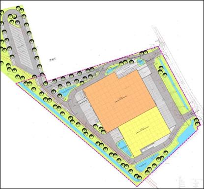Entwurf des neuen Logistikzentrums mit modernen Kommissionierungsbereichen und nachhaltiger Architektur.