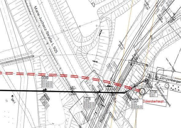 Visualisierung des Neubauplans für den Düker Überruhr in Essen, Nordrhein-Westfalen, mit detaillierten Entwurfsansichten.