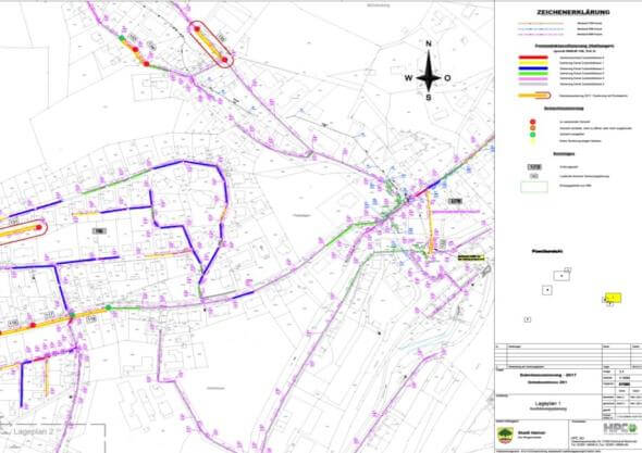 Bild zeigt eine detaillierte Ansicht der Substanzsanierung in der Kanalisation von Halver, Schadensklasse 1.