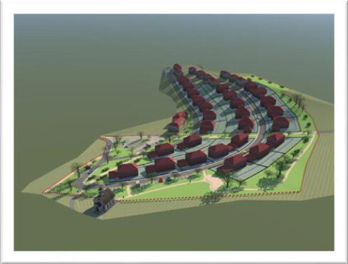 Visualisierung des Wohngebiets "Weingarten" in Oberkochen mit modernen Wohngebäuden und grünen Freiflächen.